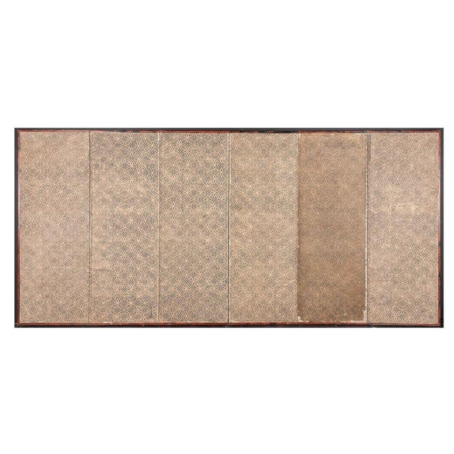 Early 20th Century Early 20th Century Six Panel Japanese Byobu Style Watercolor and Fabric Screen For Sale - Image 5 of 5