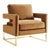 Avery Cognac Velvet Chair with Gold Frame For Sale