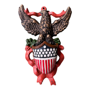Vintage Patriotic Eagle Match-Safe Wall Pocket / Planter With American Shield