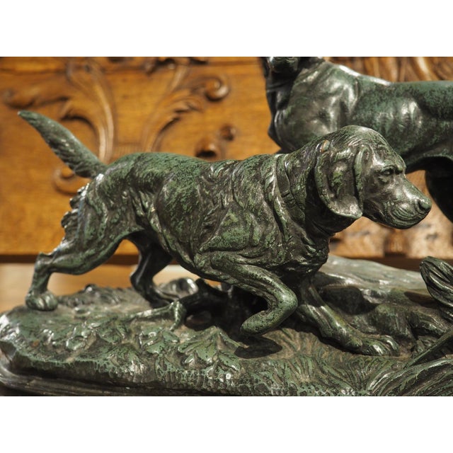 Metal 19th Century French Bronze Sculpture, a Pointer and Spaniel Hunting a Pheasant For Sale - Image 7 of 18