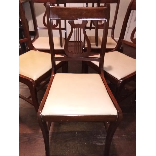 American 1950s Attributed to Duncan Phyfe Harp Back Side Chairs For Sale - Image 3 of 6