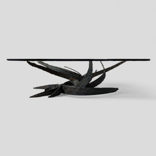 1970s 1972 Silas Seandel Brutalist Torch-Cut Iron and Glass Coffee Table For Sale - Image 5 of 18