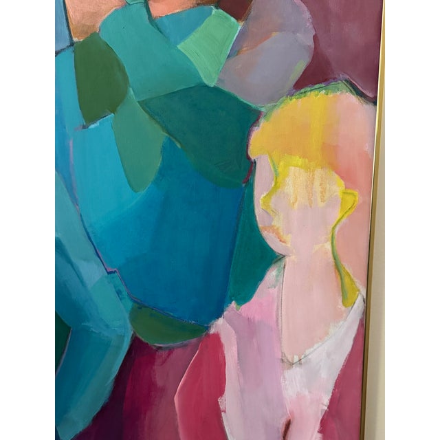 1980s Large Pink Contemporary Figurative Abstract Painting For Sale - Image 5 of 7