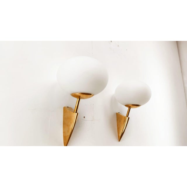 Brass Wall Light with Oval Glass Details For Sale - Image 6 of 12