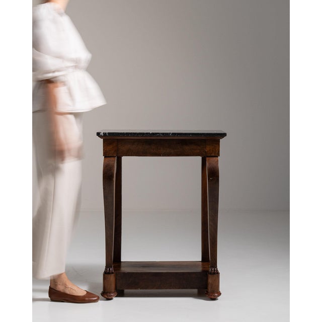 French 19th Century France Deep Ebony Black Ebonized Pedestal Side Table For Sale - Image 3 of 11