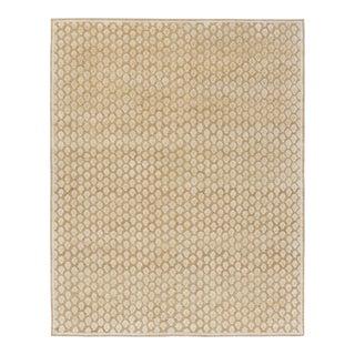 Rug & Kilim’s Modern Block Print Rug in Gold with Cream Floral Pattern - 3x5 For Sale