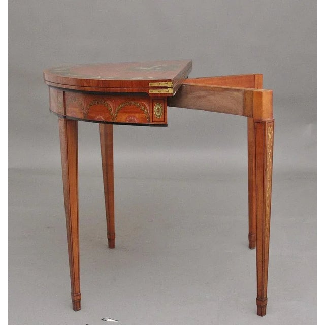 Antique Painted Satinwood Card Table, 1820 For Sale - Image 4 of 12