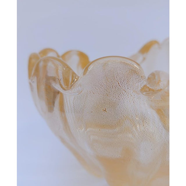 Murano Glass Centerpiece Cup with Gold Leaf Design, 1990s For Sale - Image 11 of 13