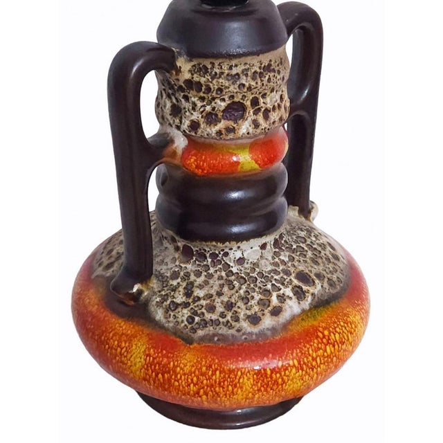 West German Fat Lava Pottery Table Lamp Base by Walter Gerhards, 1970s, in Very Good conditions. Designed 1970 to 1979 I...