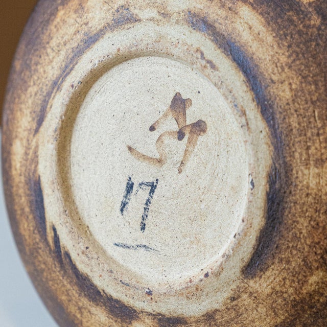 Mid-Century Modern Studio Pottery Teardrop Bottle Vase Signed Ms 17 For Sale - Image 10 of 10