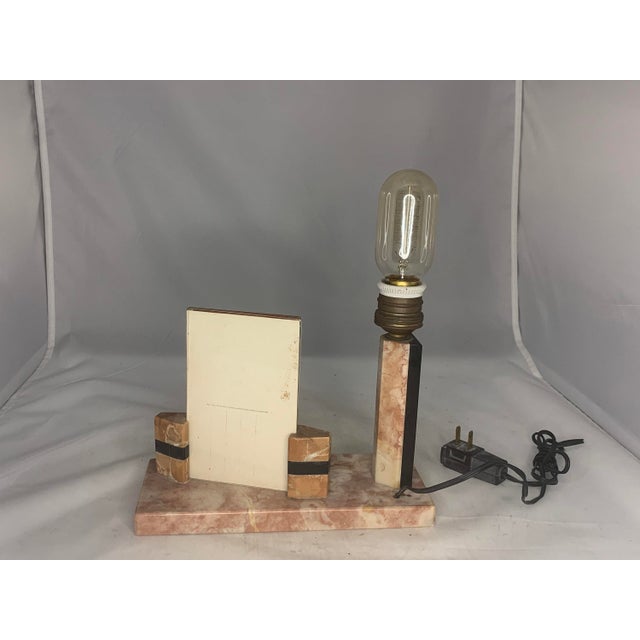 Early 20th Century Art Deco Marble Lamp with Flapper Photo Frame For Sale - Image 6 of 10