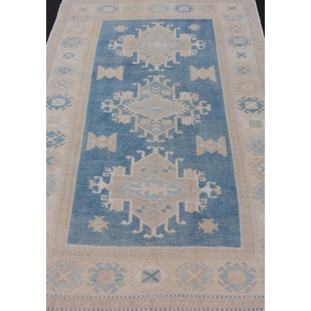 Measures 4'3" x 7'1" Blue Vintage Turkish Oushak Rug Keivan Woven Arts / rug / TU-MTU-5064 / country of origin Turkey /...