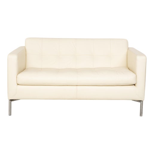 Cream Leather 2-Seater Sofa from Machalke For Sale