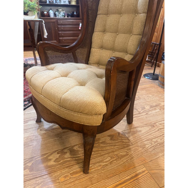 Vintage MCM Lewittes Cane Wingback For Sale - Image 4 of 12