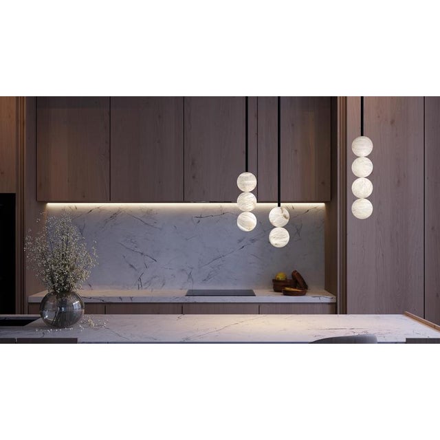 Raim Pendant Lamps by United Alabaster, Set of 4 For Sale - Image 6 of 8