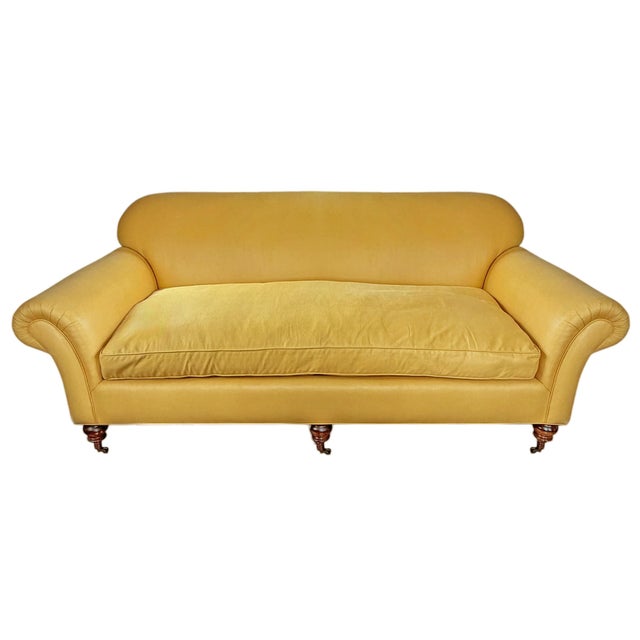English English Roll Arm Sofa With Waxed Linen Upholstery For Sale - Image 3 of 13