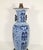 A large Chinese Qing Dynasty Double Happiness blue and white table lamp mounted over patinated brass base with top cover...