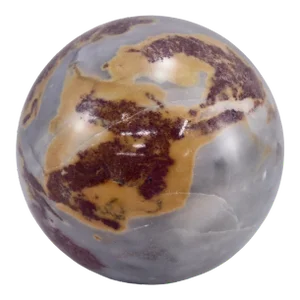 Jasper Gray Red Stone Sphere W/Stand