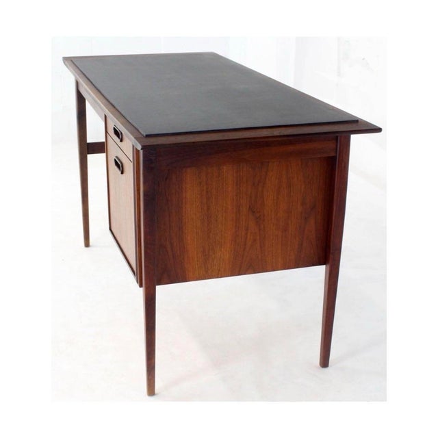1970s MCM Sleek Walnut Desk Slate Top For Sale - Image 10 of 11
