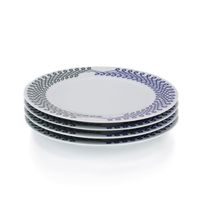 Modern Ribbon Porcelain Dinner Plates, Set of 4 For Sale - Image 3 of 3