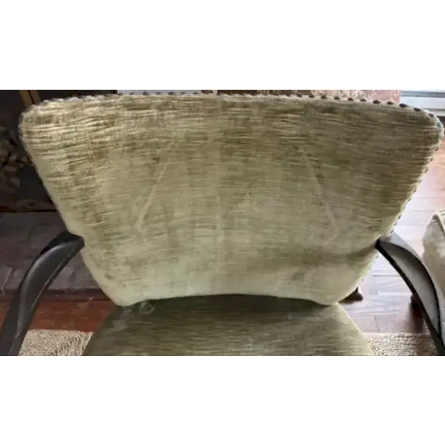 Mid Century Arm Chair in Velvet With Nail Heads For Sale - Image 9 of 11