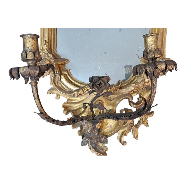 Gold Antique Northern Italian Gilded Wood Fan Lights, 1700s, Set of 2 For Sale - Image 8 of 10