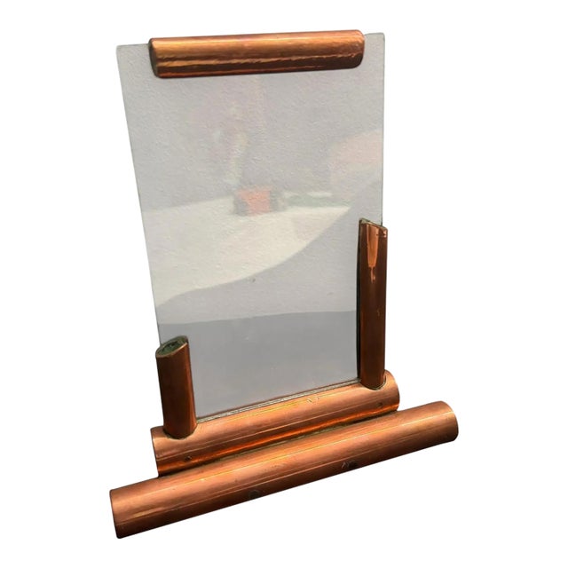 Authentic 1930s Art Deco Copper and Glass French Picture Frame For Sale