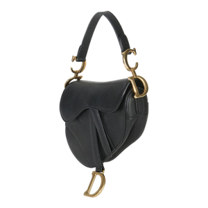 Black Grained Calfskin Mini Saddle Bag