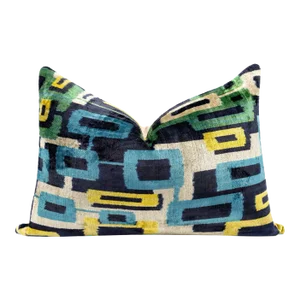 Canvello Green & Blue Handmade Silk Velvet Pillow