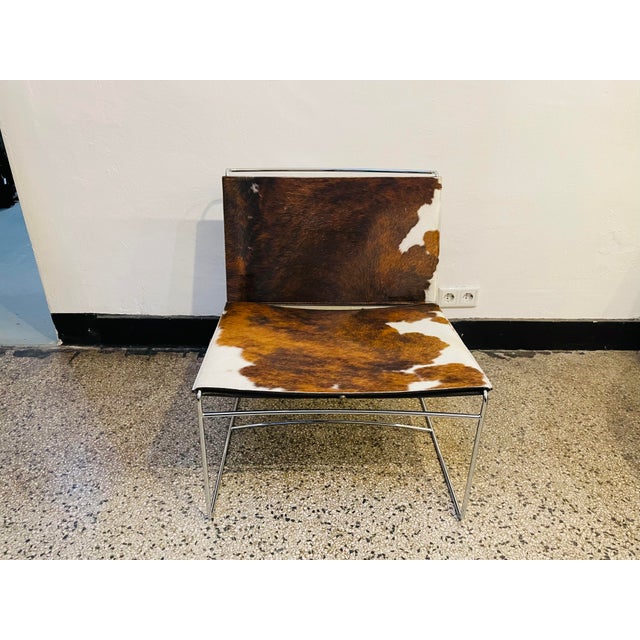 Chrome-Plated Fil Lounge Chair with Fur Seat by Pascal Mourgue for Ligne Roset, 1990s, in Very Good conditions. Designed...