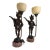 Mid-20th Century Venetian Style Figural Bronze Blackamoor Table Lamps on Red Marble Bases - A Pair For Sale