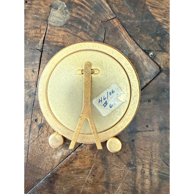 1960s Vintage Italian Micro Mosaic Mini Picture Frame Millefiori Red Green Floral Mosaic Round Gold Tone Frame For Sale - Image 5 of 6