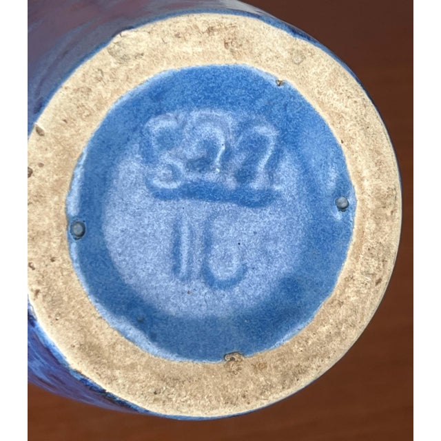 Ceramic Vintage Blue West German Pottery Vase from Scheurich, 1970s For Sale - Image 7 of 8