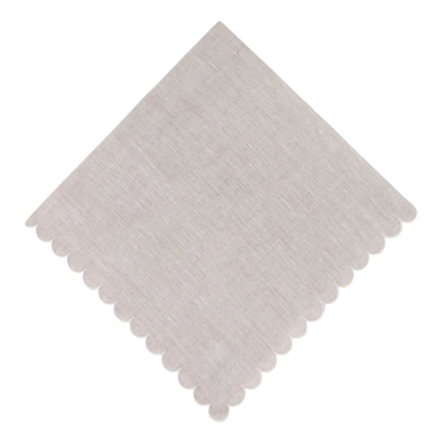 Bilbao Eco Dark Embroidered Linen Napkin by Los Encajeros For Sale