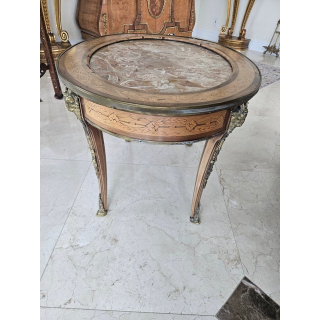Antique French Bronze & Marble Coffee Table W Rams Heads For Sale - Image 9 of 13