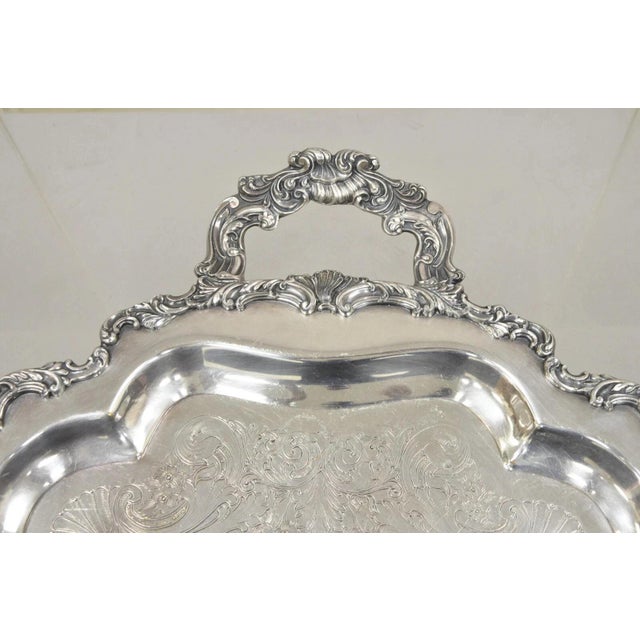 Vintage Community Ascot Sheffield Large Victorian Silver Plated Platter Bar Tray For Sale - Image 12 of 12