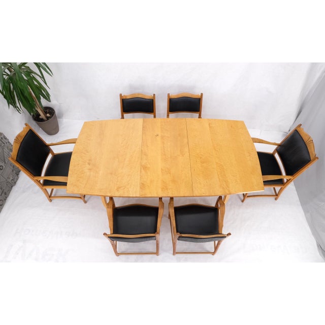 Late 20th Century Solid Curly Maple Table 6 Chairs Bench Hand Made Jointly Studio Dining Set For Sale - Image 9 of 18