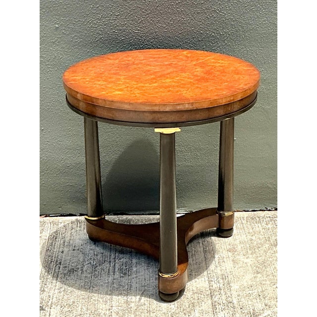 Brown Vintage Richel Muebles Neoclassical Burl Side Table For Sale - Image 8 of 12