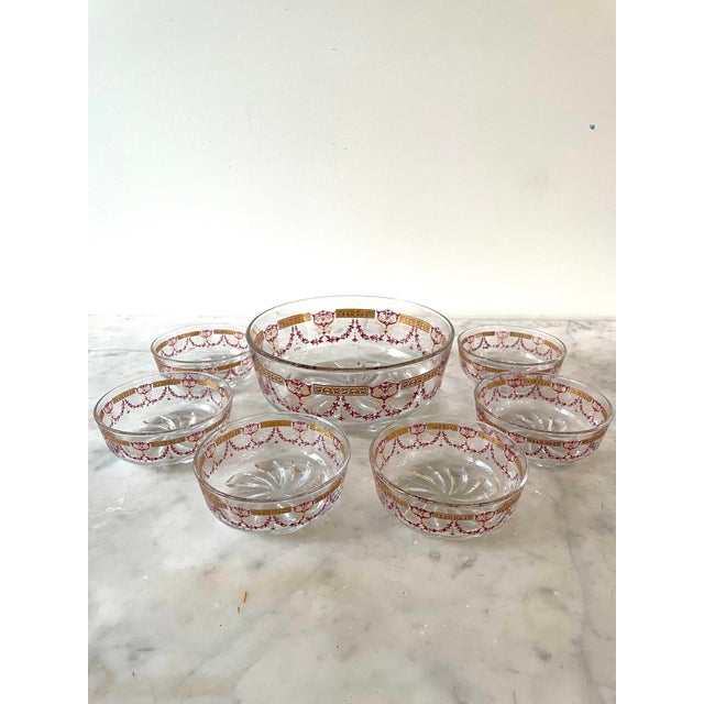 Cerve Italian Glass Serving Bowl With 6 Small Bowls Chairish
