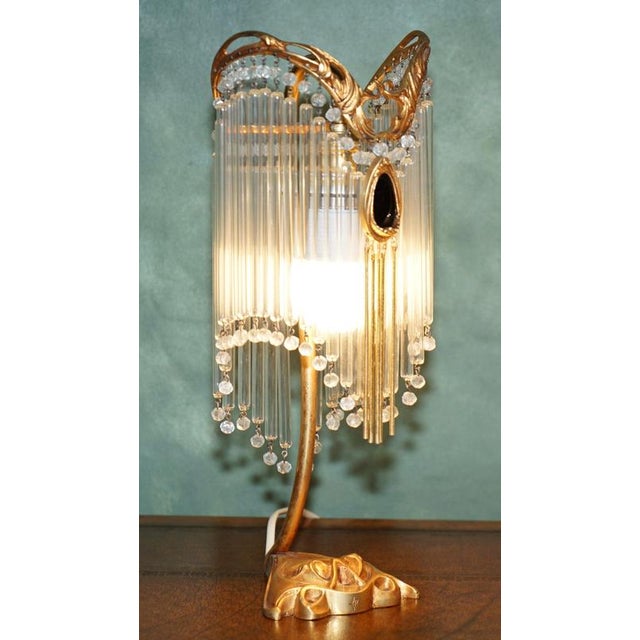 Vintage Art Nouveau Gilt Bronze and Glass Table Lamps by Hector Guimard, 1920, Set of 2 For Sale - Image 3 of 18