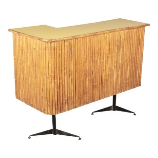 Midcentury French Riviera Rattan Bar For Sale