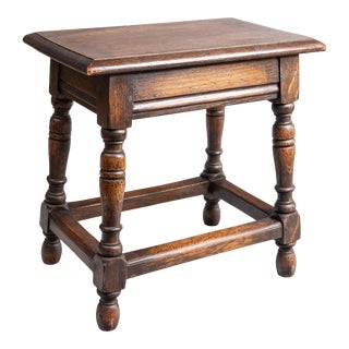 Antique 19th Century English Oak Joint Stool For Sale