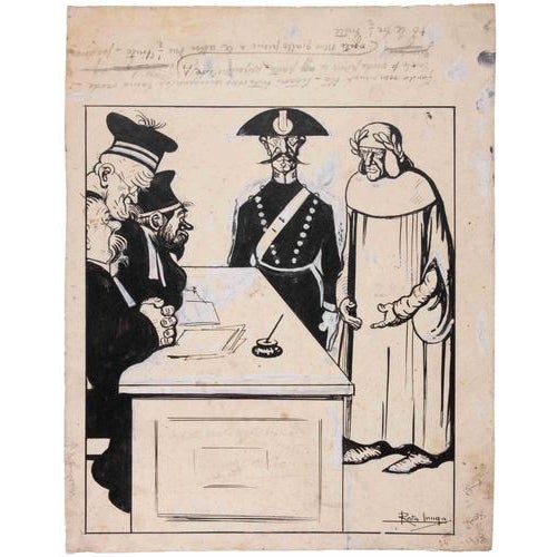China ink, watercolor and white lead. Hand signed "RataLanga" lower right. Good condition. This piece is attributed to the...