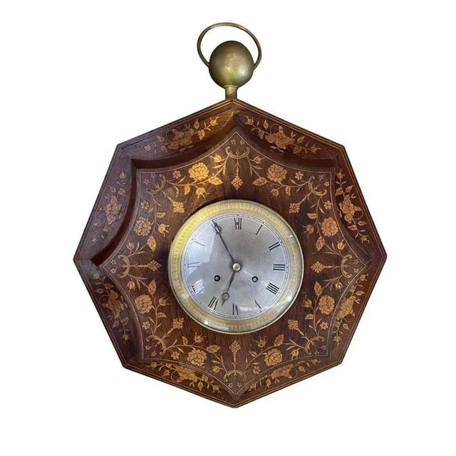 French Rosewood and Boxwood Cased Wall Clock, 19th-Century For Sale - Image 3 of 15