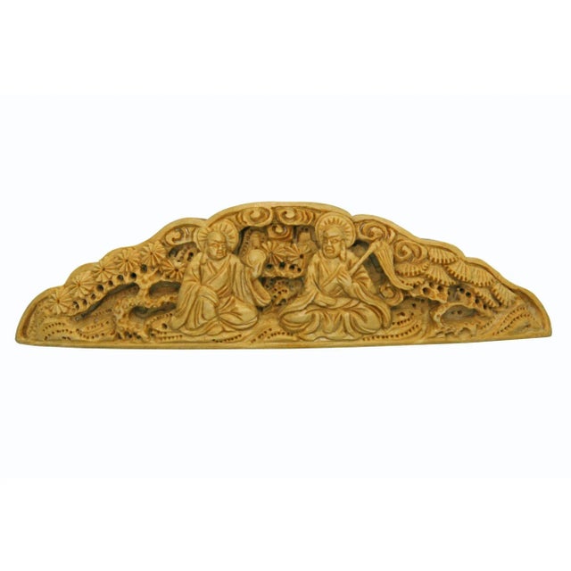 Carved Bamboo Birdcage Decor Platel With Two Meditate Buddha N390s For Sale In San Francisco - Image 6 of 6