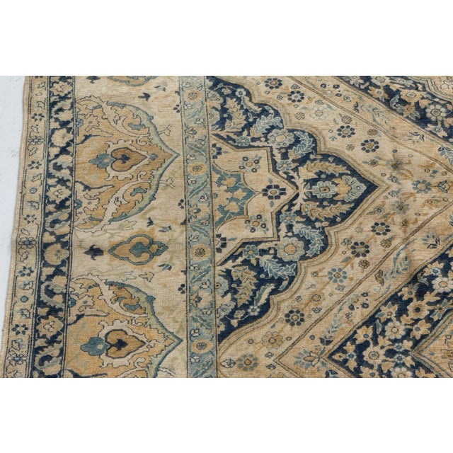 Textile Authentic Early 20th Century Persian Tabriz Handmade Carpet For Sale - Image 7 of 9