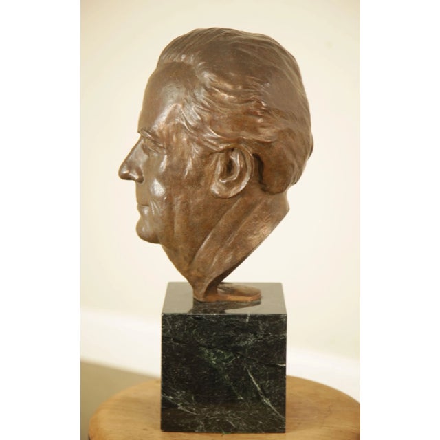 Metal Lawrence Ludtke 1980's Bronze Male Bust Portrait For Sale - Image 7 of 13
