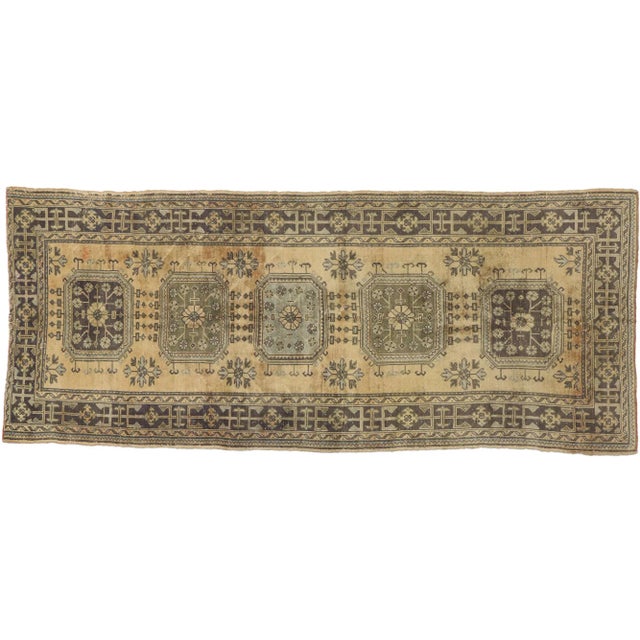 Textile Vintage Turkish Oushak Hallway Runner - 04'09 X 11'04 For Sale - Image 7 of 7