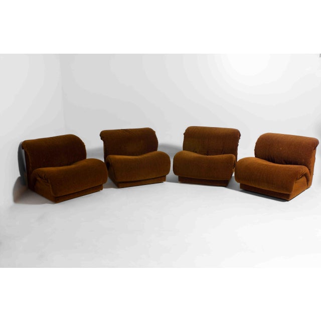 Textile Modular Sofa in Rust Brown Velvet from Doimo, 1970s, Set of 5 For Sale - Image 7 of 17