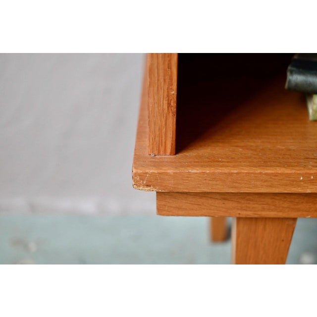 Vintage Wooden Bedside Table with Niche and Drawer, 1960s For Sale - Image 9 of 12